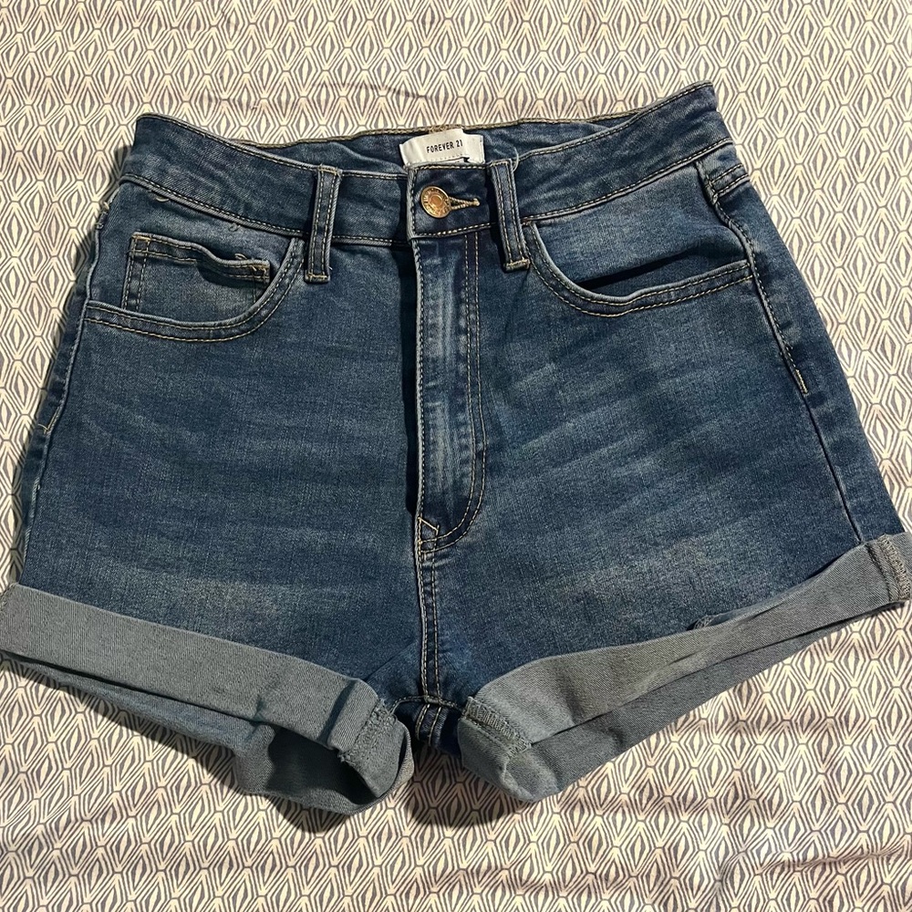 Forever 21 High Waisted Blue Jean Shorts